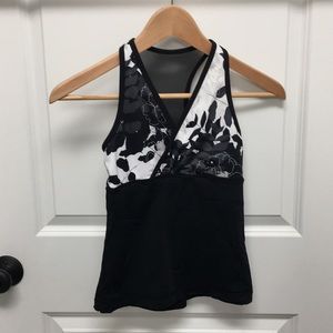 Lululemon Floral Deep V Tank with mesh back